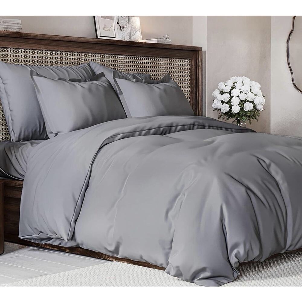 Full Size Extra Soft Duvet Cover 80" x 90" with 2 Pillow Shams Steel Blue